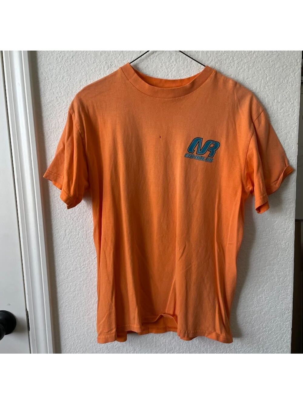 Vintage Y2K 2000s Orange Skater BMX Graphic No Rules T Shirt Sz S